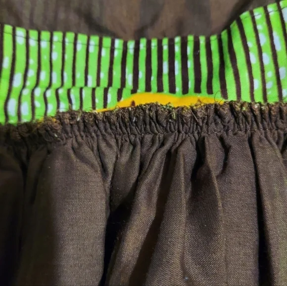 Vintage OOAK African Baby Girls Dress Green Yellow Brown Professionally Made EUC - Picture 3 of 3